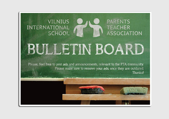На доске объявлений в Vilnius International School сверху висит этот плакатик.